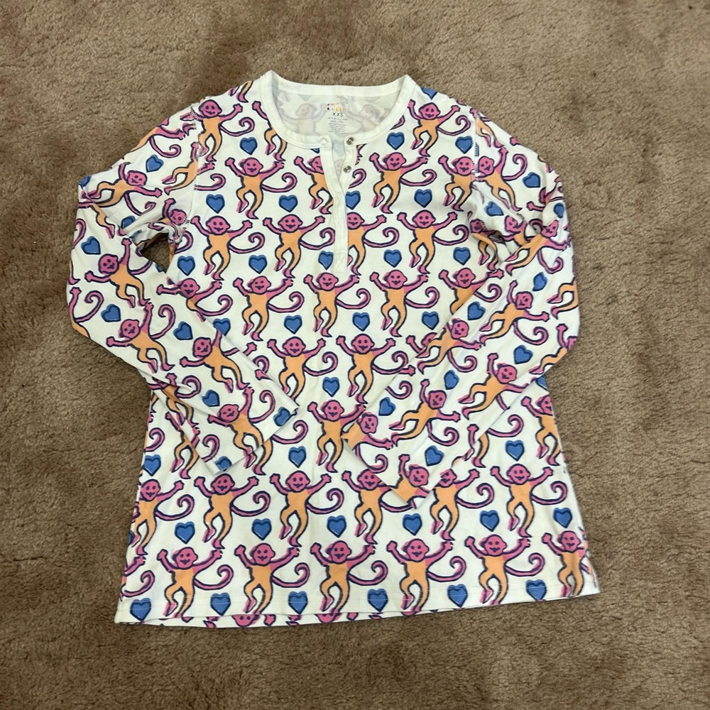 Roller Rabbit Lovely Monkey Pima Cotton Long Sleeve Pajamas XXS - Picture 7 of 11